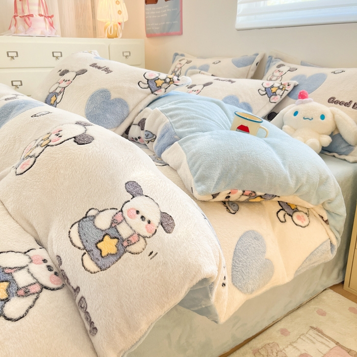 川悦生活 2025新款立体雪花绒印花大床四件套系列二场景一 快乐西高地
