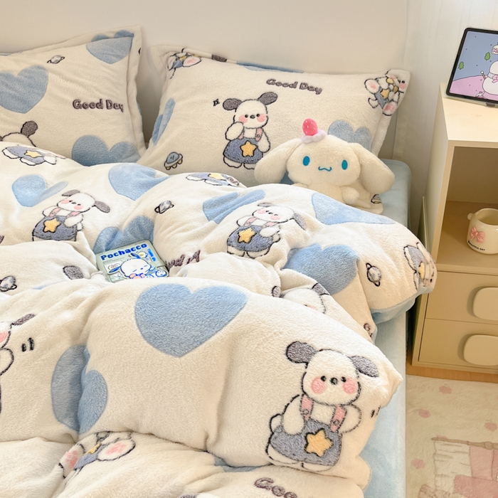 91家纺网 家纺一手货源 找家纺 川悦生活 2025新款立体雪花绒印花大床四件套系列二场景一 快乐西高地