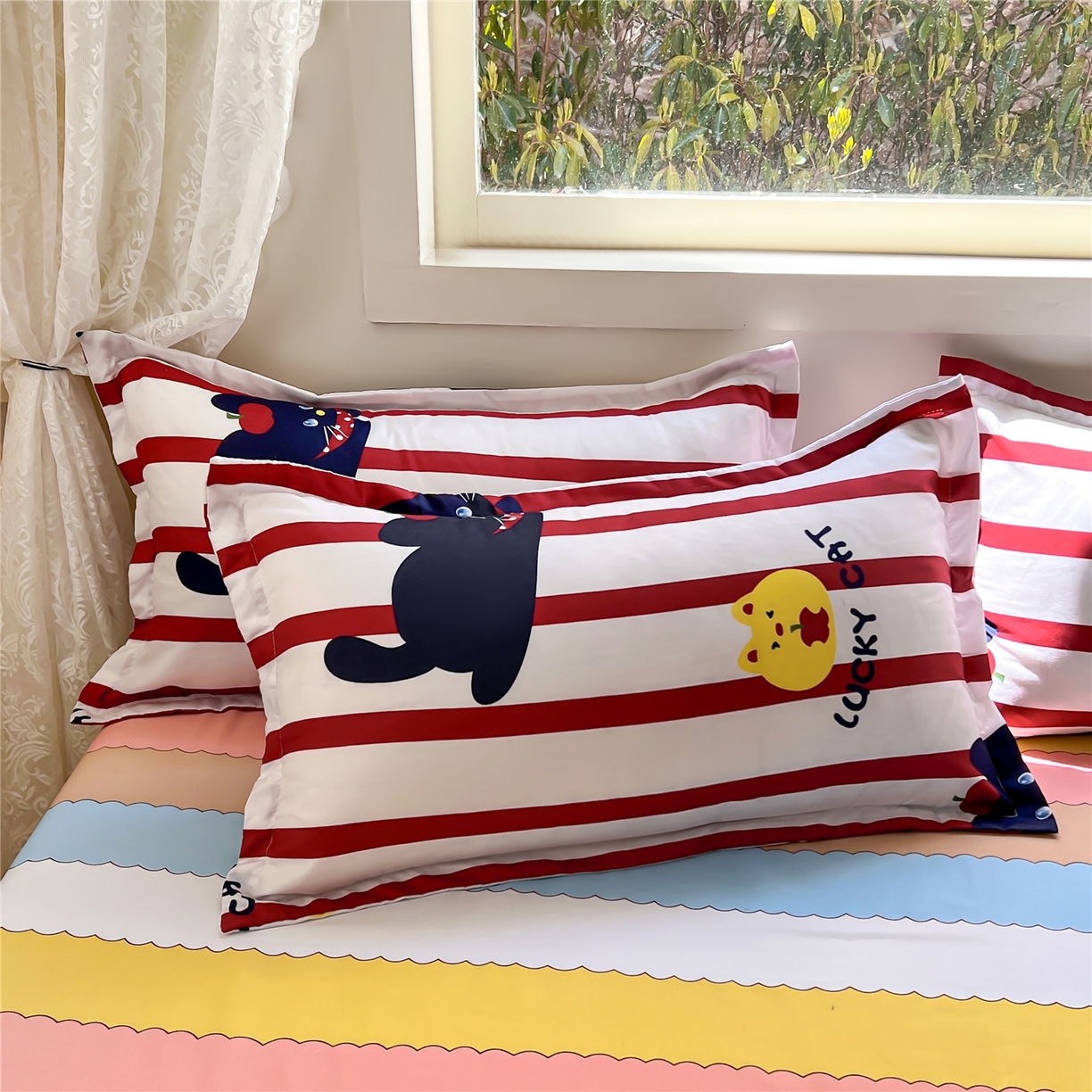 91家纺网 家纺一手货源 找家纺 曼璐家纺 2025新款芦荟棉床单单件床单三件套单床单磨毛印花亲肤外贸跨境可定制花型尺寸 喵星人