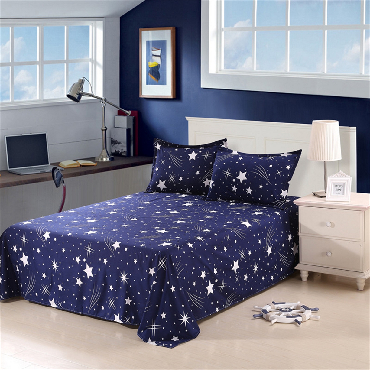 曼璐家纺 2025新款芦荟棉床单单件床单三件套单床单磨毛印花亲肤外贸跨境可定制花型尺寸 流星雨