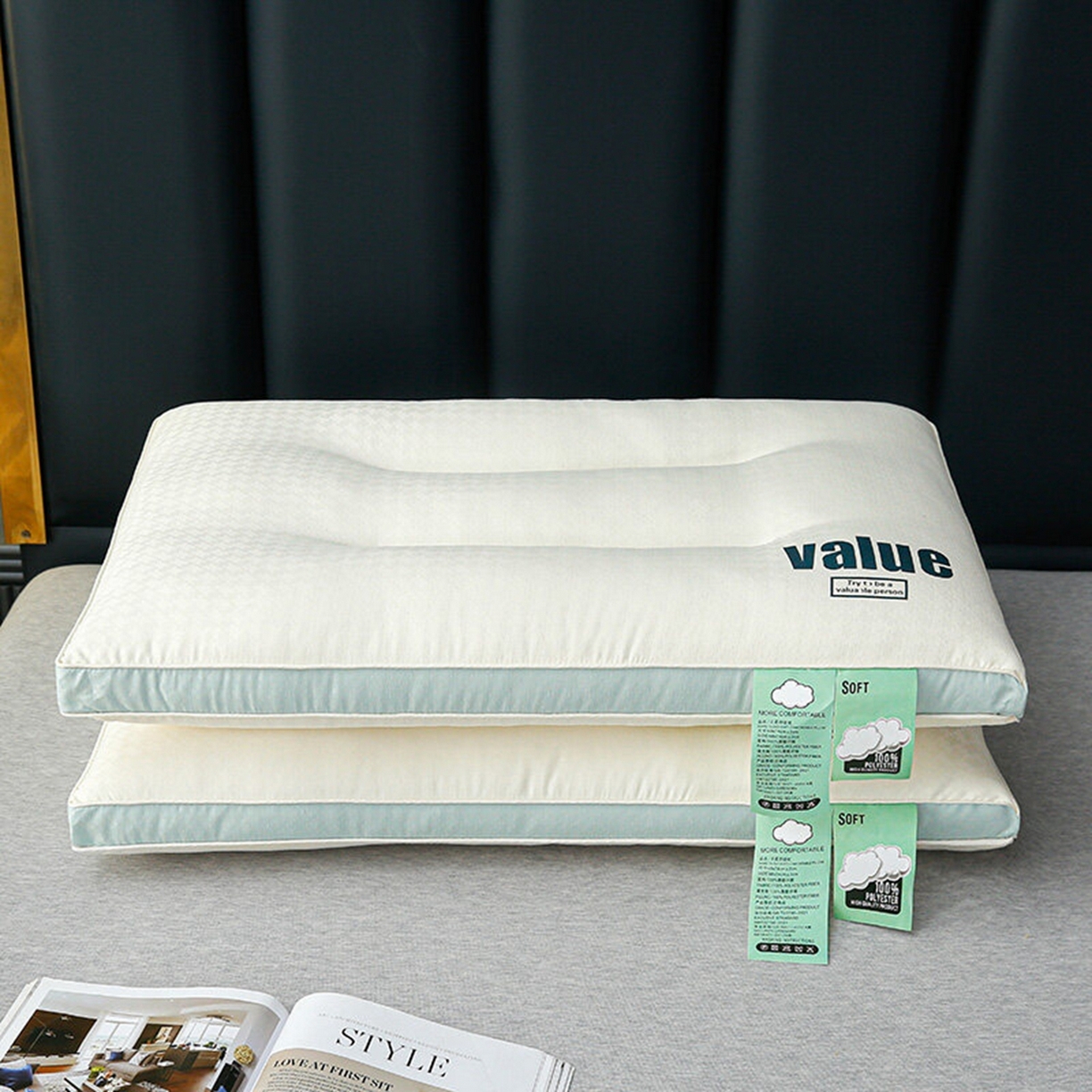 91家纺网 家纺一手货源 找家纺 雅晨枕芯工厂店 2025新款云柔立体分区护颈枕云朵释压软枕头枕芯 云朵舒柔枕-Max护颈款