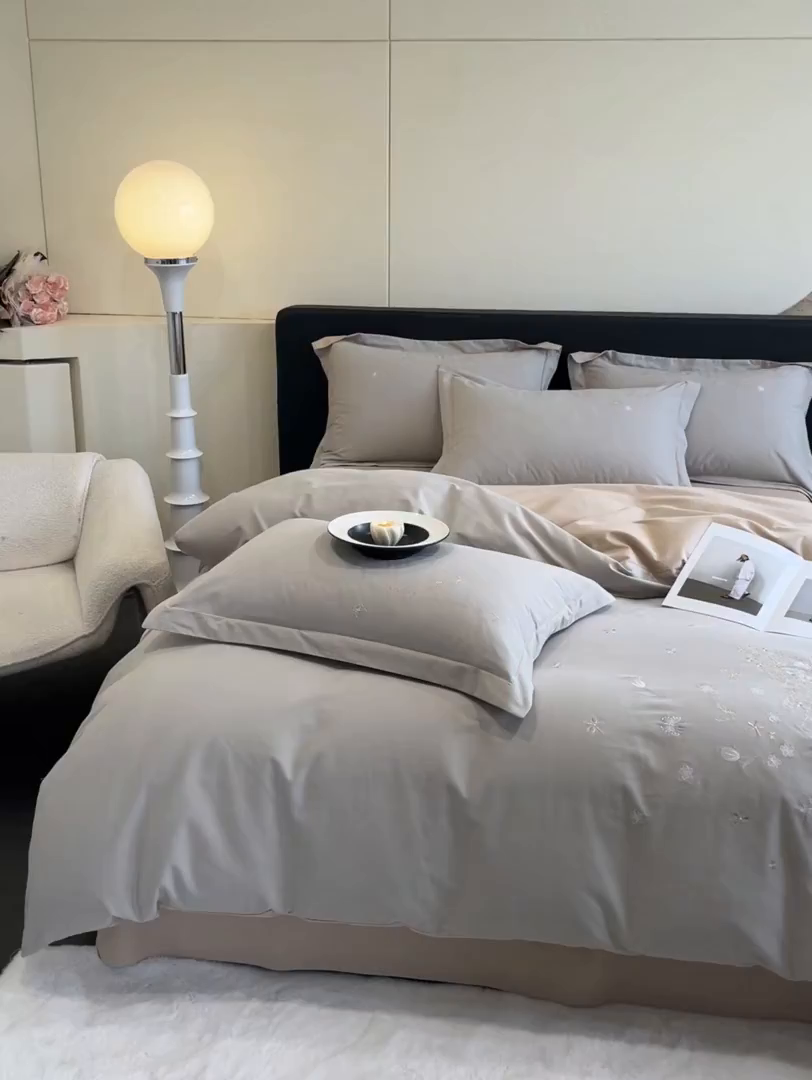 91家纺网 家纺一手货源 找家纺 （总）涵宸家纺 2025新款全棉磨毛刺绣四件套系列-花蝴蝶