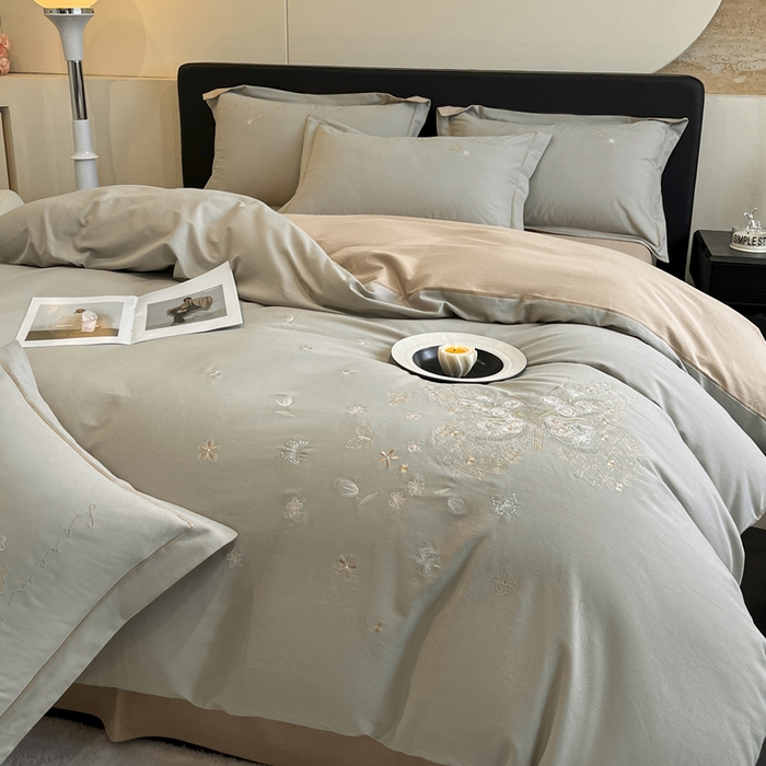 91家纺网 家纺一手货源 找家纺 （总）涵宸家纺 2025新款全棉磨毛刺绣四件套系列-花蝴蝶