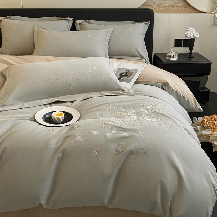 91家纺网 家纺一手货源 找家纺 （总）涵宸家纺 2025新款全棉磨毛刺绣四件套系列-花蝴蝶