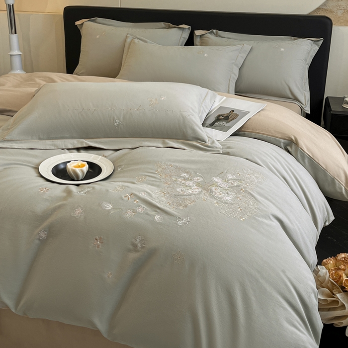 91家纺网 家纺一手货源 找家纺 （总）涵宸家纺 2025新款全棉磨毛刺绣四件套系列-花蝴蝶