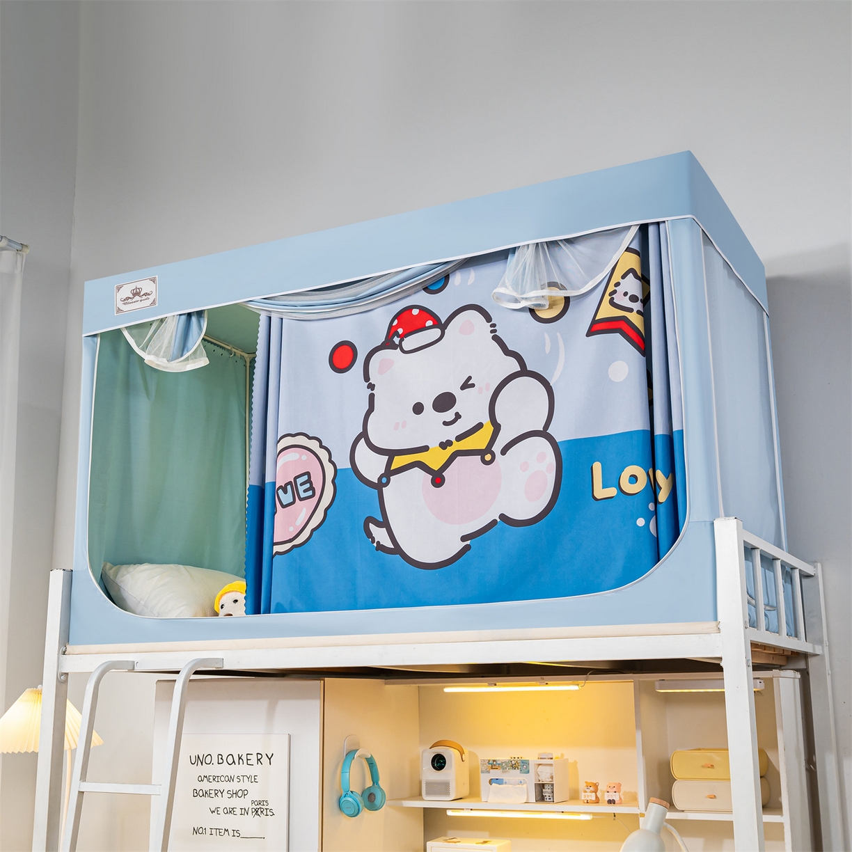 91家纺网 家纺一手货源 找家纺 2025新款多层复合夹层强遮光学生蚊帐 白熊趣游