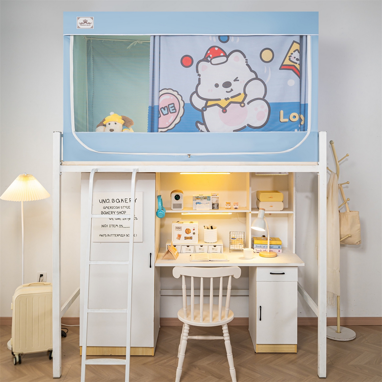 91家纺网 家纺一手货源 找家纺 2025新款多层复合夹层强遮光学生蚊帐 白熊趣游