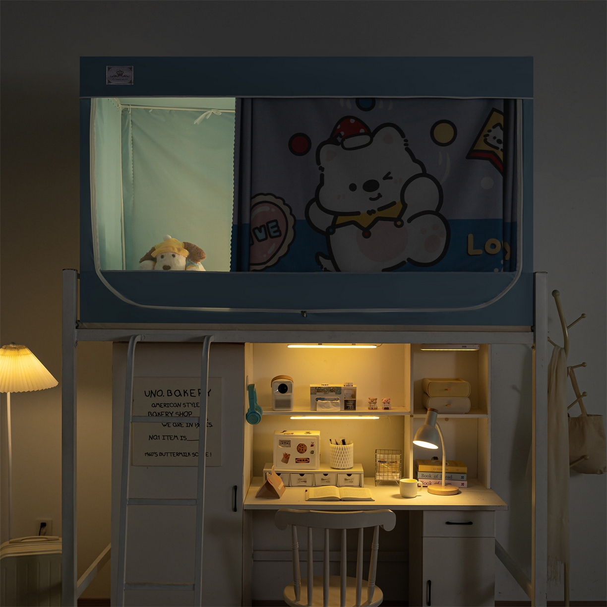 91家纺网 家纺一手货源 找家纺 2025新款多层复合夹层强遮光学生蚊帐 白熊趣游