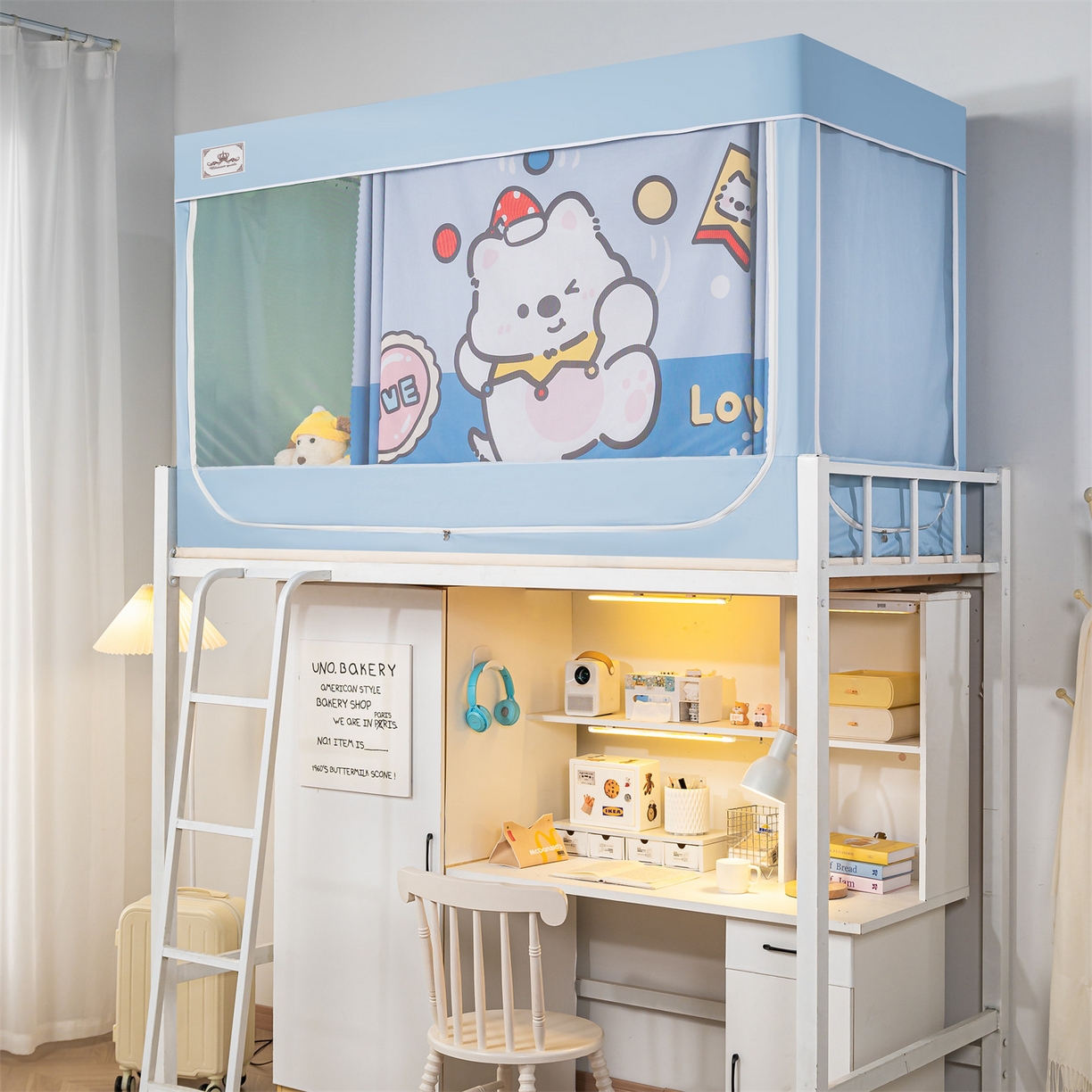 91家纺网 家纺一手货源 找家纺 2025新款多层复合夹层强遮光学生蚊帐 白熊趣游