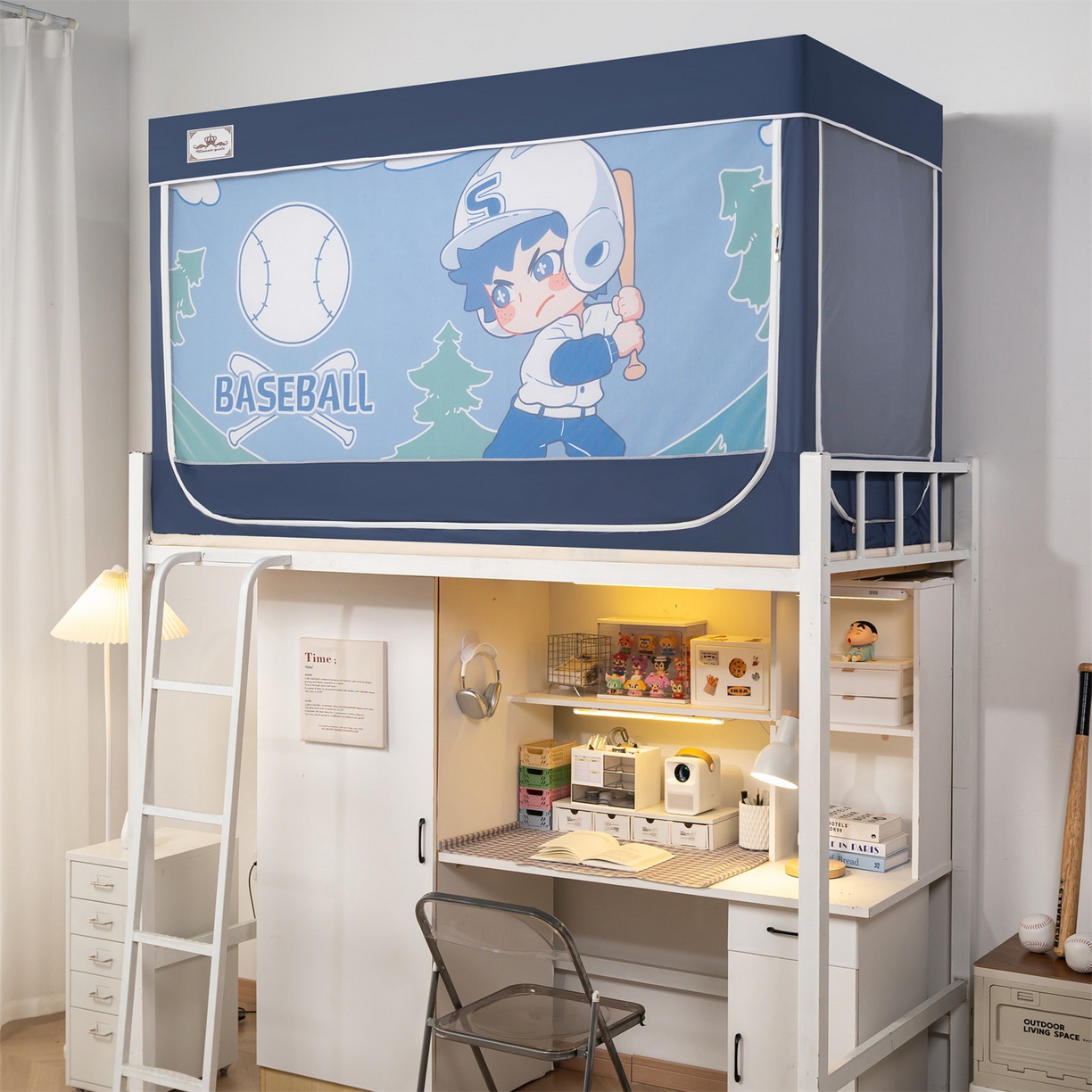 91家纺网 家纺一手货源 找家纺 2025新款多层复合夹层强遮光学生蚊帐 棒球小子