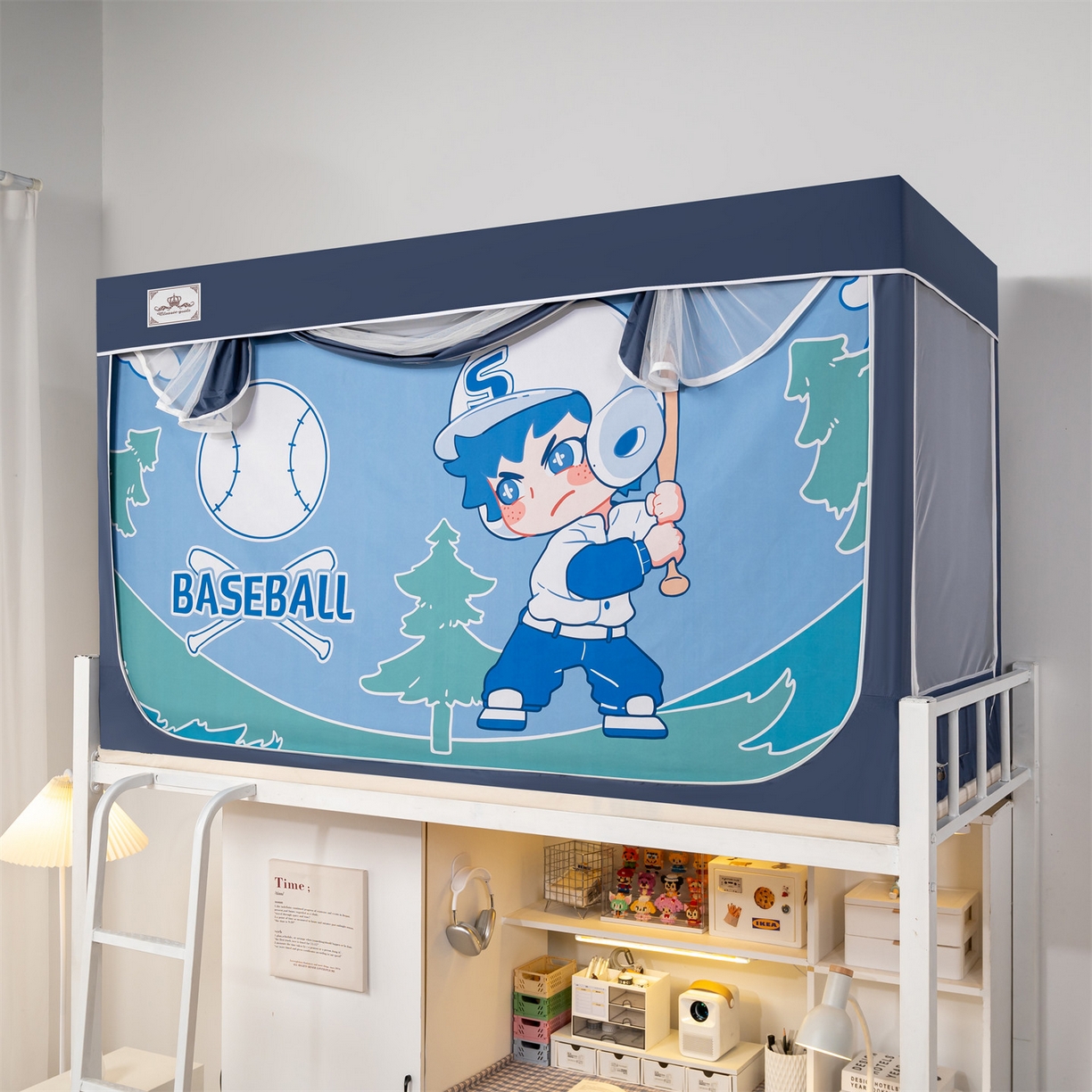 91家纺网 家纺一手货源 找家纺 2025新款多层复合夹层强遮光学生蚊帐 棒球小子