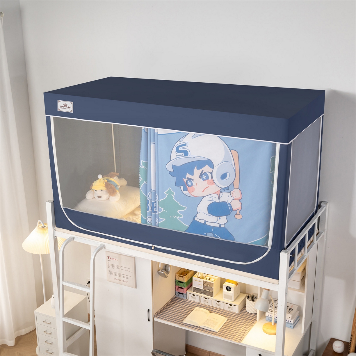 91家纺网 家纺一手货源 找家纺 2025新款多层复合夹层强遮光学生蚊帐 棒球小子