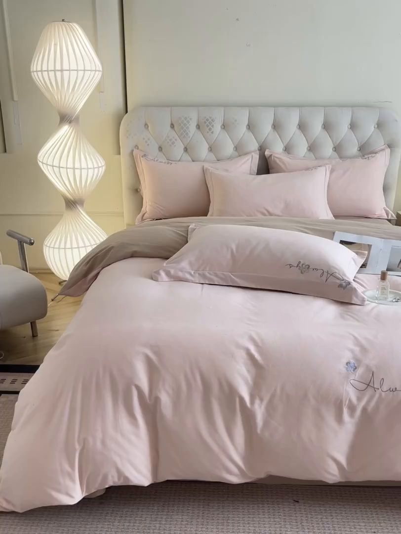 91家纺网 家纺一手货源 找家纺 （总）涵宸家纺 2025新款全棉磨毛刺绣四件套系列-普莉