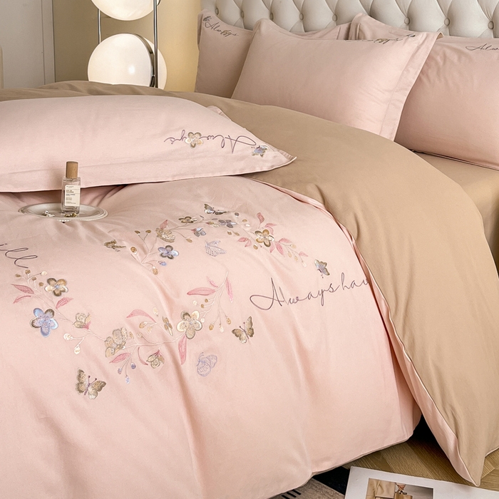 91家纺网 家纺一手货源 找家纺 （总）涵宸家纺 2025新款全棉磨毛刺绣四件套系列-普莉