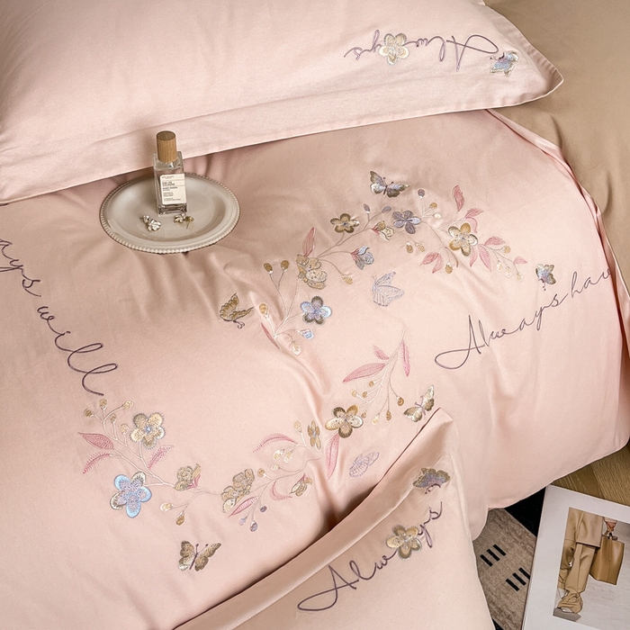 91家纺网 家纺一手货源 找家纺 （总）涵宸家纺 2025新款全棉磨毛刺绣四件套系列-普莉