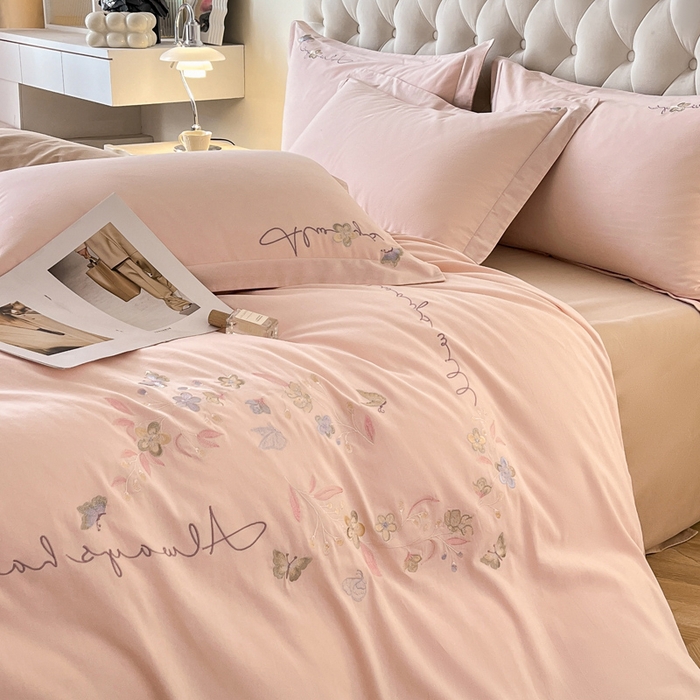 91家纺网 家纺一手货源 找家纺 （总）涵宸家纺 2025新款全棉磨毛刺绣四件套系列-普莉