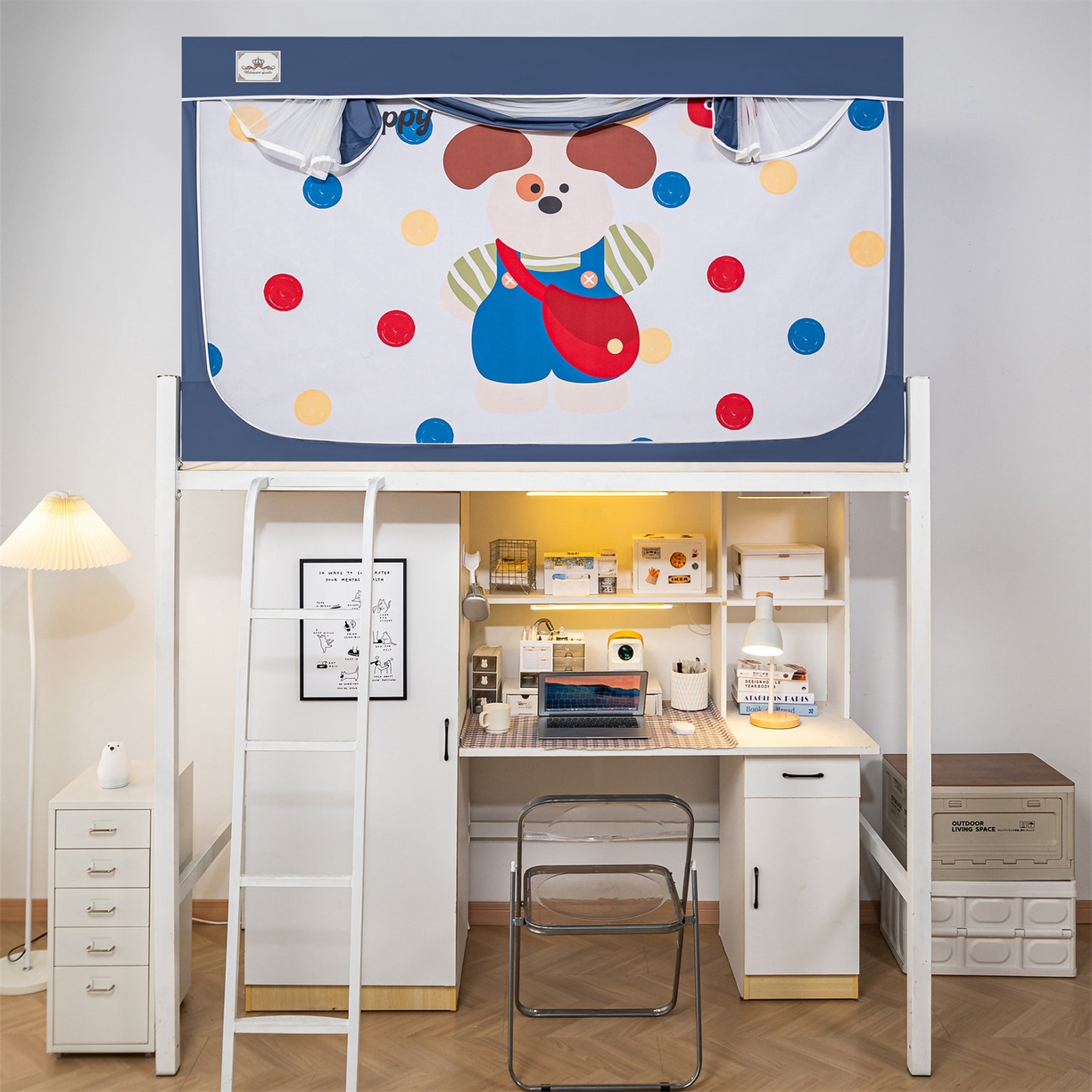 91家纺网 家纺一手货源 找家纺 2025新款多层复合夹层强遮光学生蚊帐 背带小狗