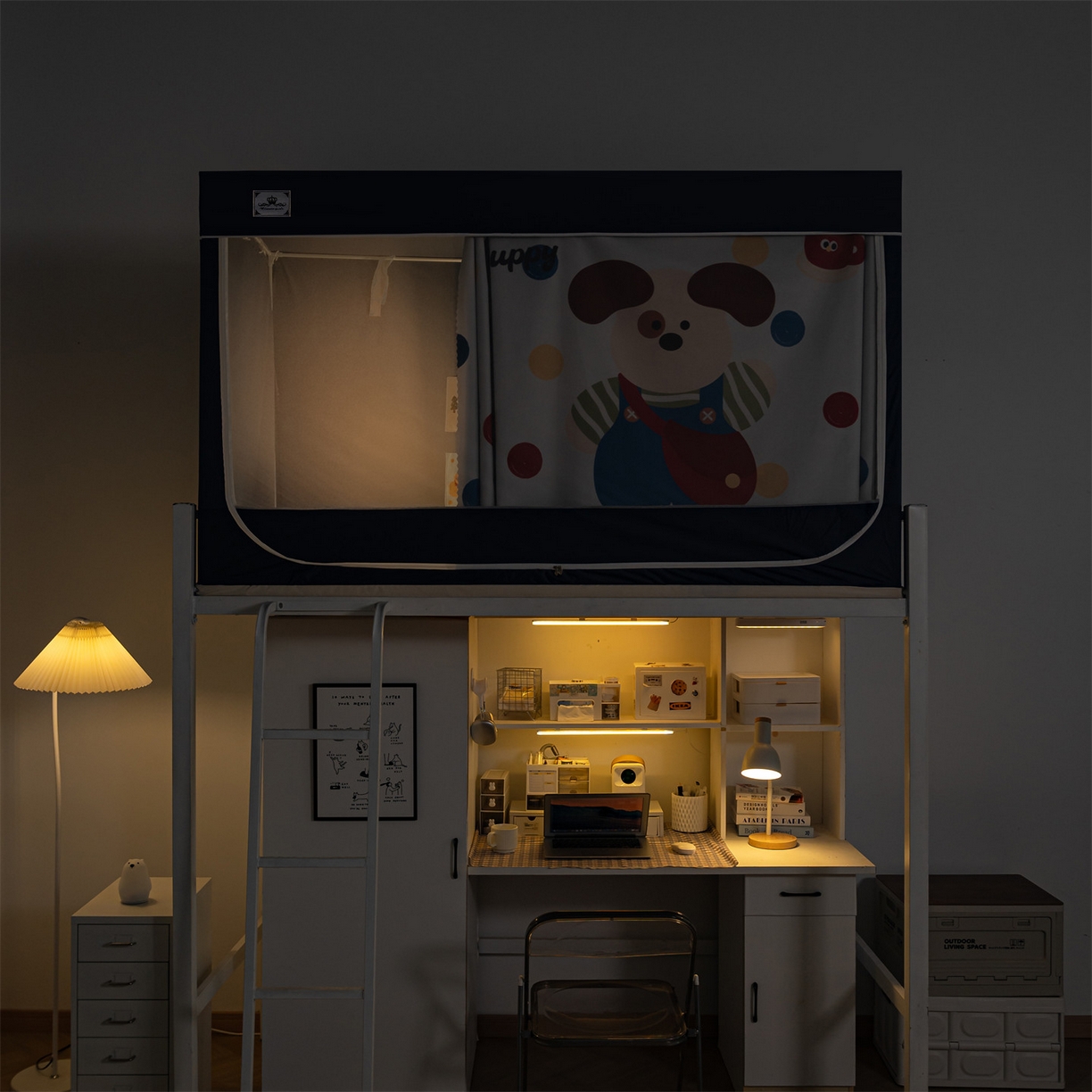 91家纺网 家纺一手货源 找家纺 2025新款多层复合夹层强遮光学生蚊帐 背带小狗