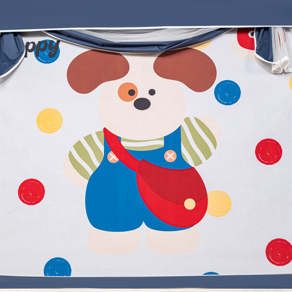 91家纺网 家纺一手货源 找家纺 2025新款多层复合夹层强遮光学生蚊帐 背带小狗