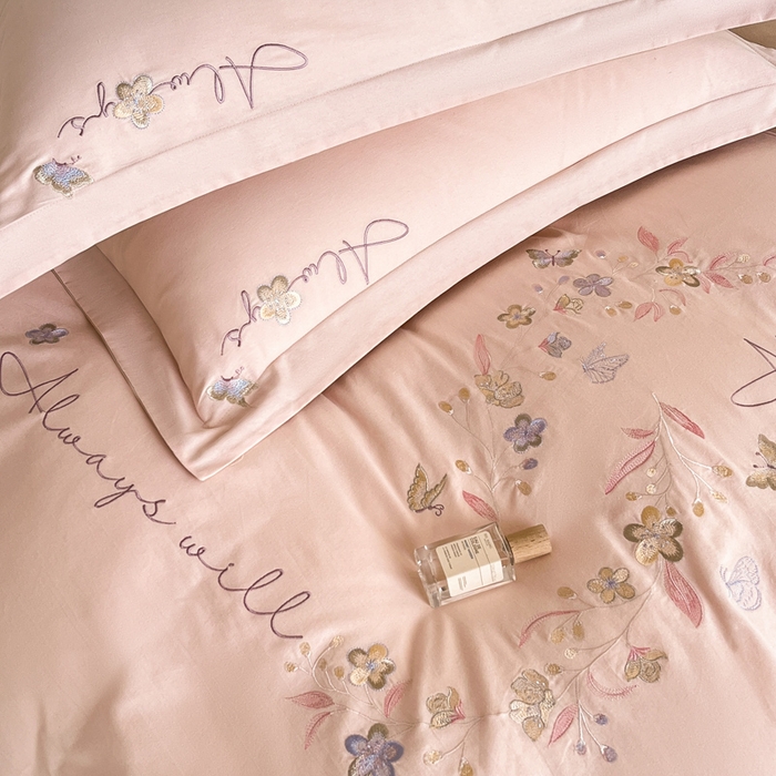 91家纺网 家纺一手货源 找家纺 （总）涵宸家纺 2025新款全棉磨毛刺绣四件套系列-普莉