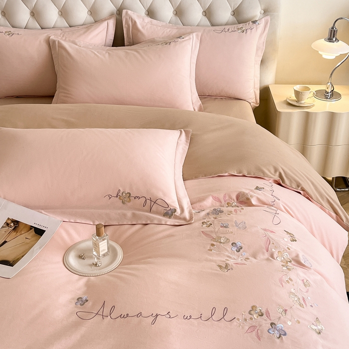 91家纺网 家纺一手货源 找家纺 （总）涵宸家纺 2025新款全棉磨毛刺绣四件套系列-普莉