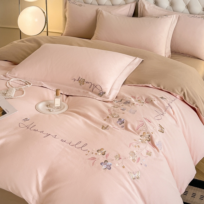 91家纺网 家纺一手货源 找家纺 （总）涵宸家纺 2025新款全棉磨毛刺绣四件套系列-普莉