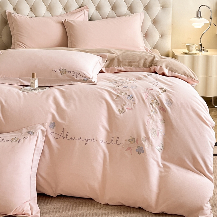 91家纺网 家纺一手货源 找家纺 （总）涵宸家纺 2025新款全棉磨毛刺绣四件套系列-普莉