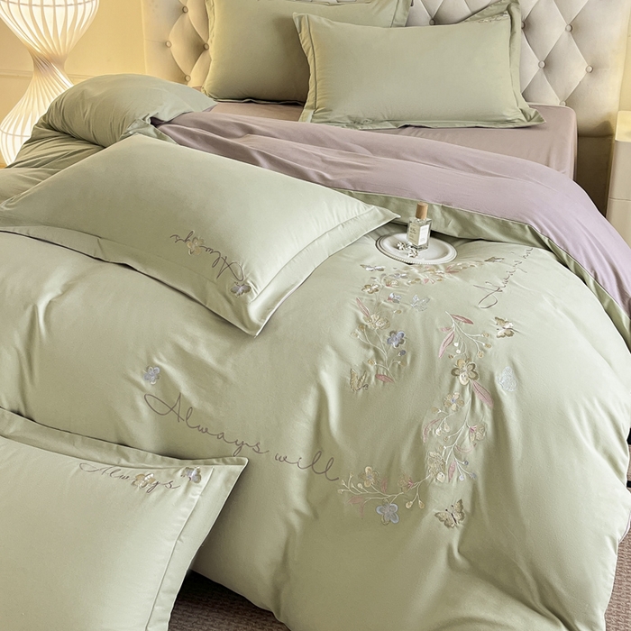 91家纺网 家纺一手货源 找家纺 （总）涵宸家纺 2025新款全棉磨毛刺绣四件套系列-普莉