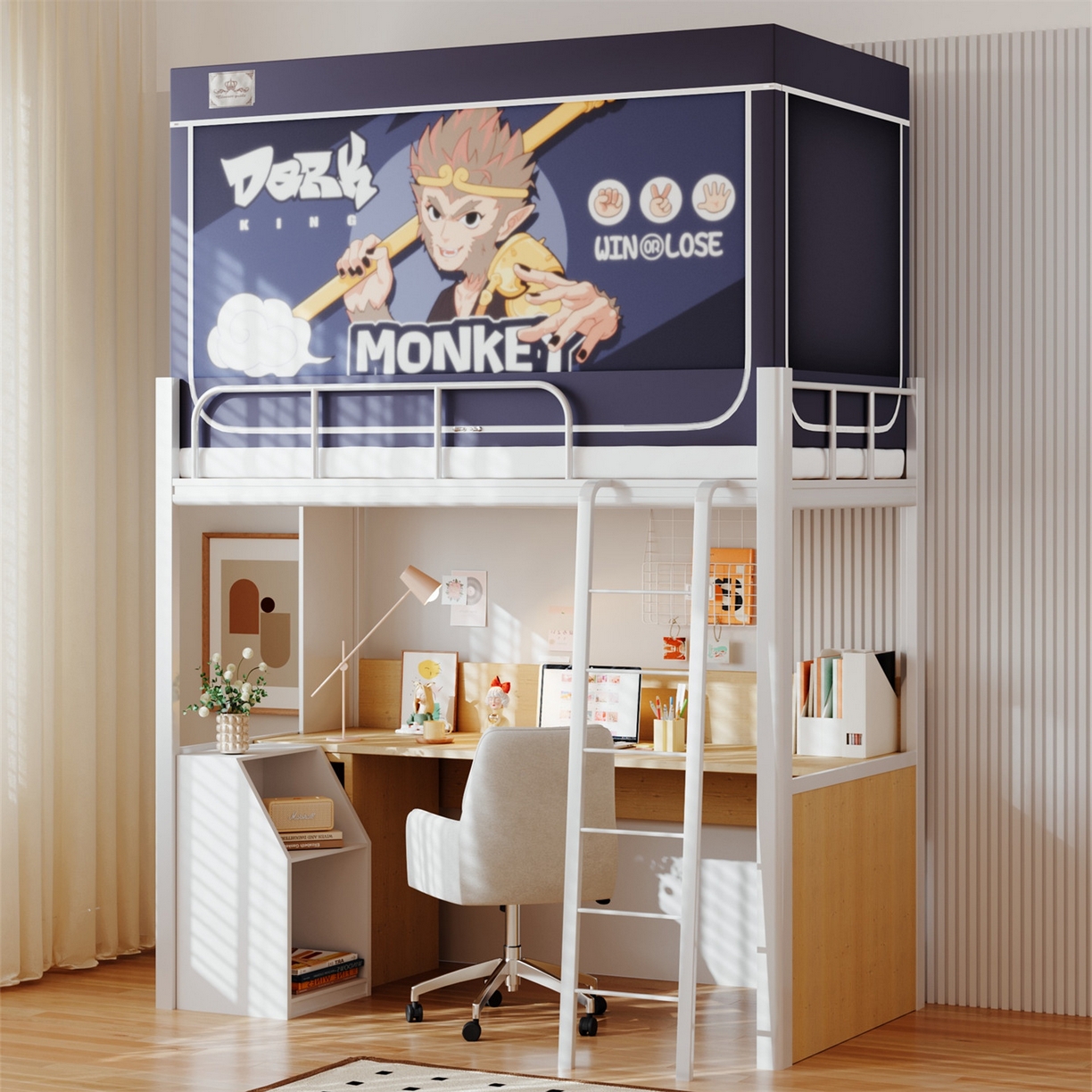 91家纺网 家纺一手货源 找家纺 2025新款多层复合夹层强遮光学生蚊帐 潮酷悟空