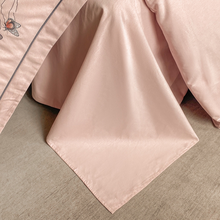 91家纺网 家纺一手货源 找家纺 涵宸家纺 2025新款全棉磨毛刺绣四件套系列-蝶影 蝶影-粉