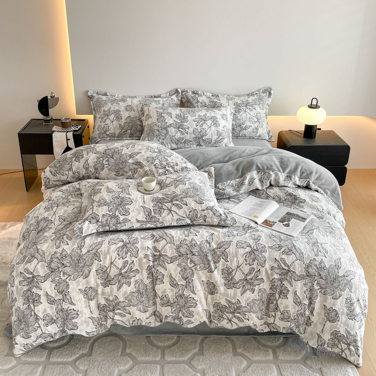 91家纺网 家纺一手货源 找家纺 居易简 2025新款A类高克重牛奶绒立体浮雕四件套 心中之城