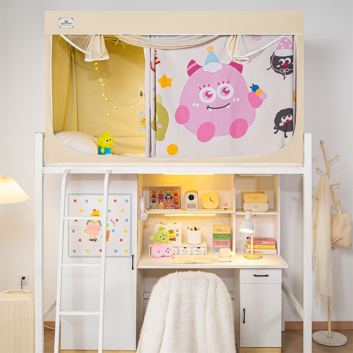 91家纺网 家纺一手货源 找家纺 2025新款多层复合夹层强遮光学生蚊帐 萌兽奇遇