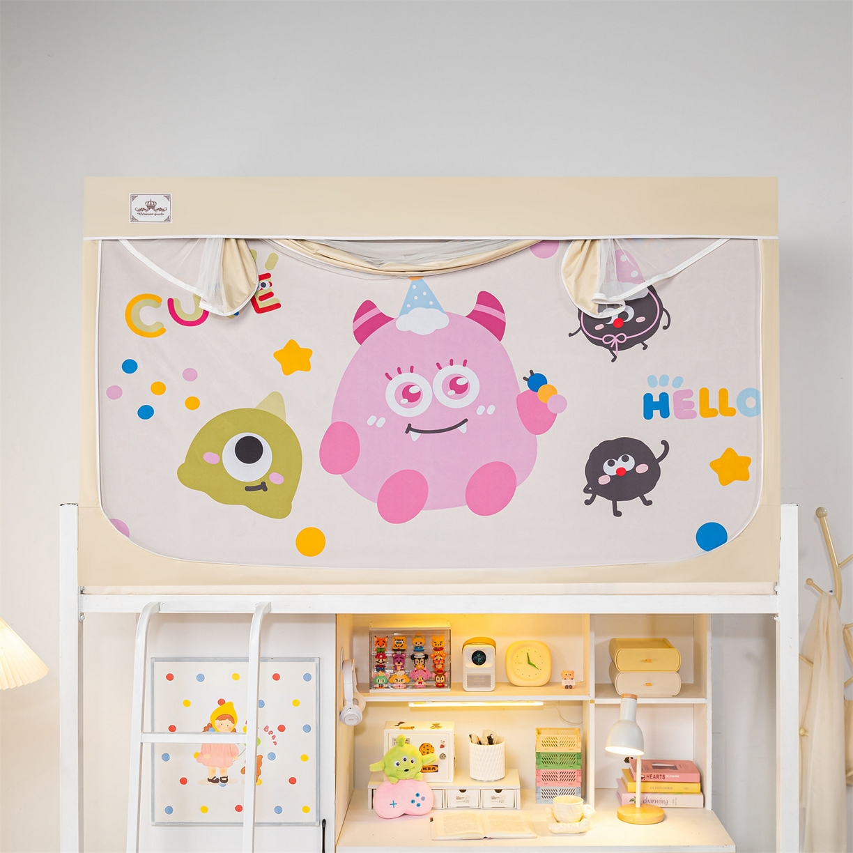 91家纺网 家纺一手货源 找家纺 2025新款多层复合夹层强遮光学生蚊帐 萌兽奇遇