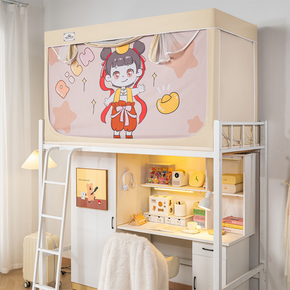 91家纺网 家纺一手货源 找家纺 2025新款多层复合夹层强遮光学生蚊帐 哪吒