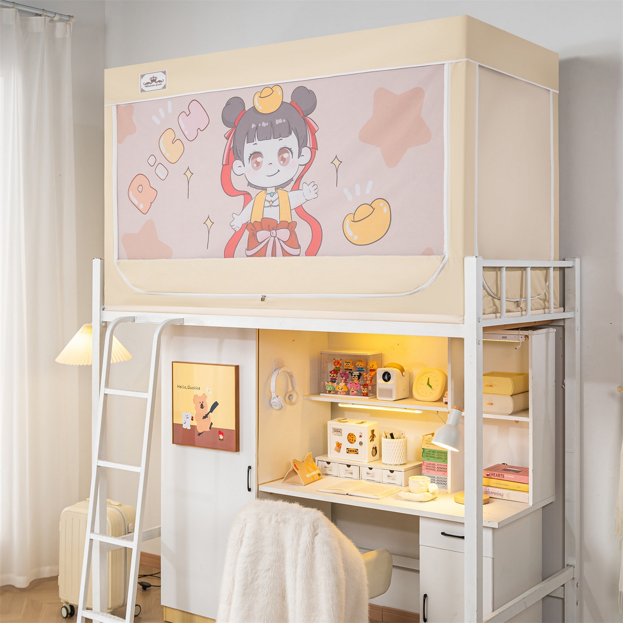 91家纺网 家纺一手货源 找家纺 2025新款多层复合夹层强遮光学生蚊帐 哪吒