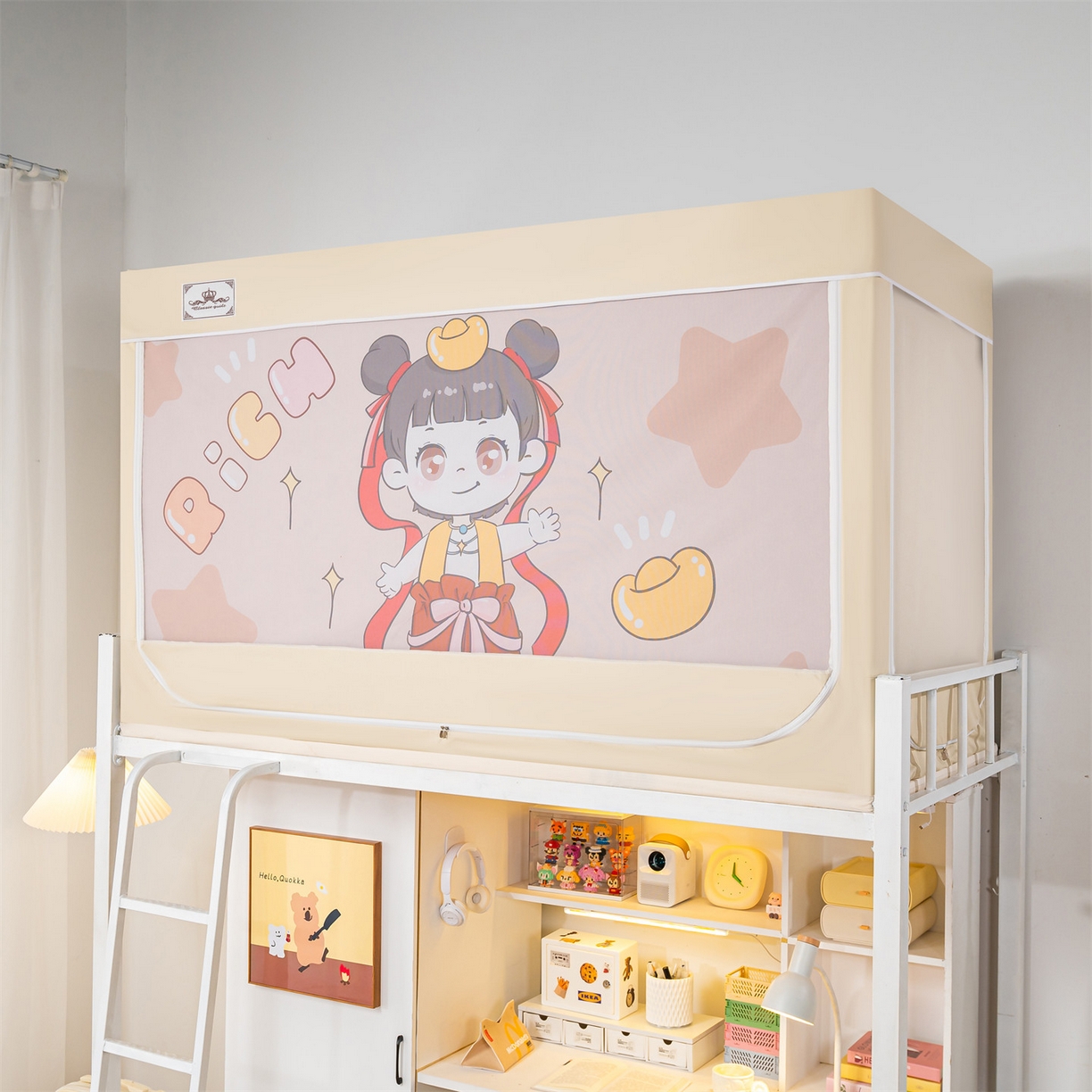 91家纺网 家纺一手货源 找家纺 2025新款多层复合夹层强遮光学生蚊帐 哪吒