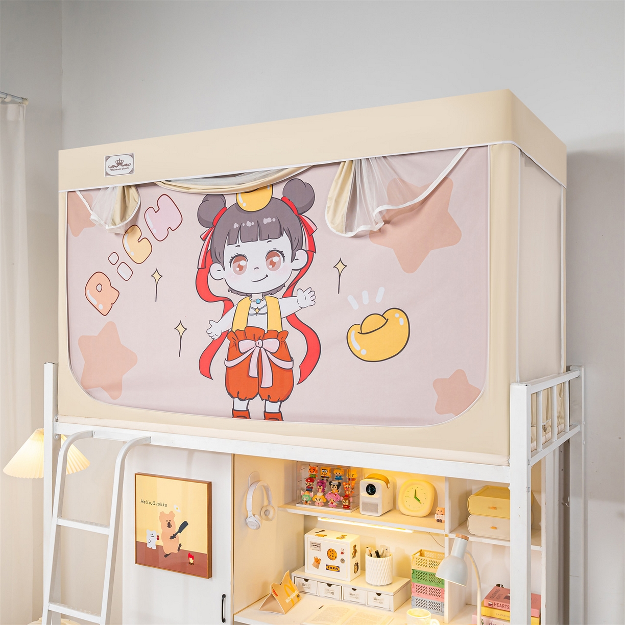 91家纺网 家纺一手货源 找家纺 2025新款多层复合夹层强遮光学生蚊帐 哪吒