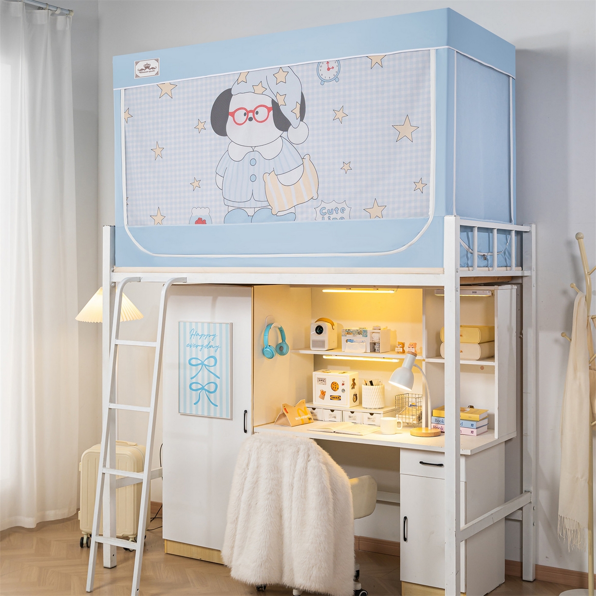 91家纺网 家纺一手货源 找家纺 2025新款多层复合夹层强遮光学生蚊帐 睡汪奇妙夜