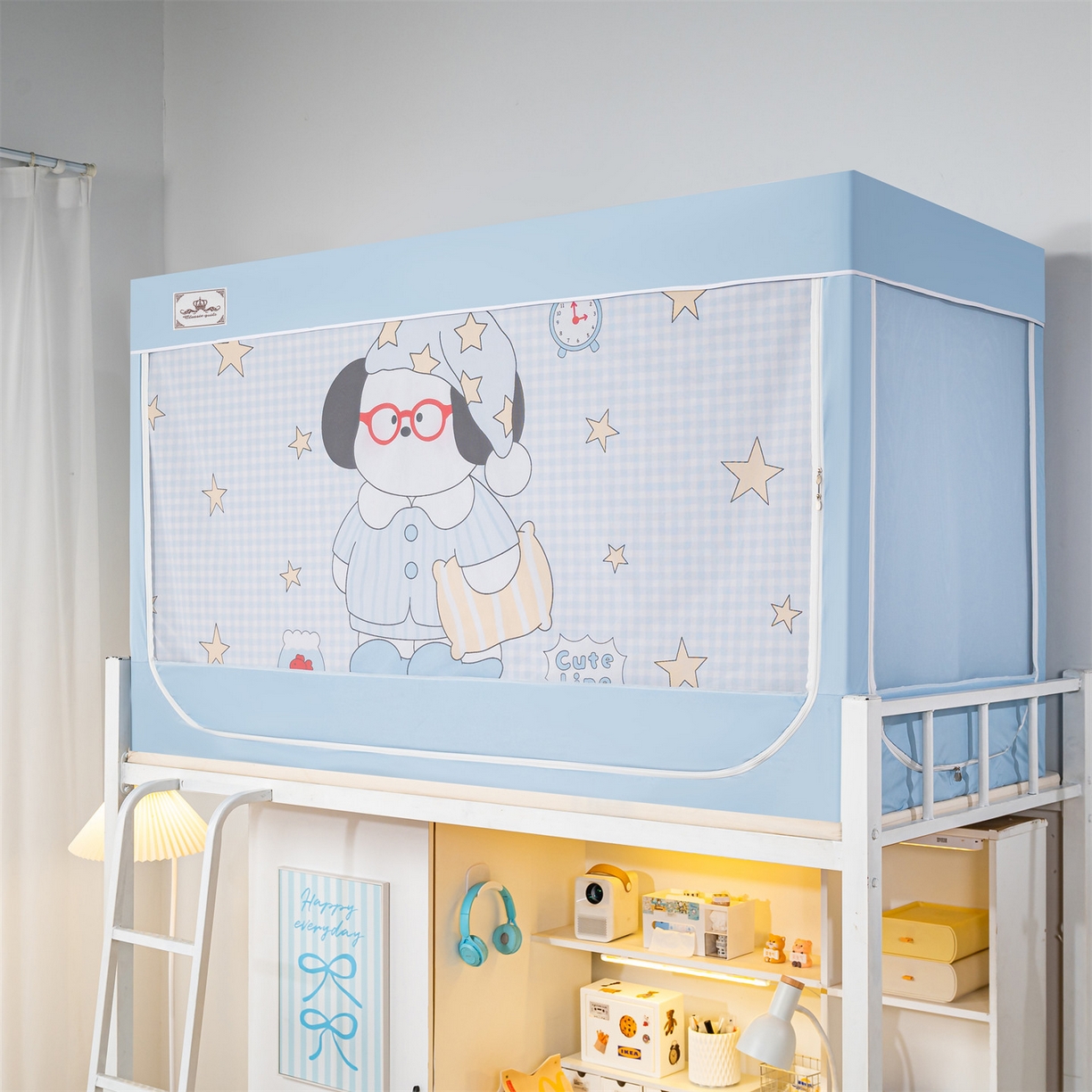 91家纺网 家纺一手货源 找家纺 2025新款多层复合夹层强遮光学生蚊帐 睡汪奇妙夜