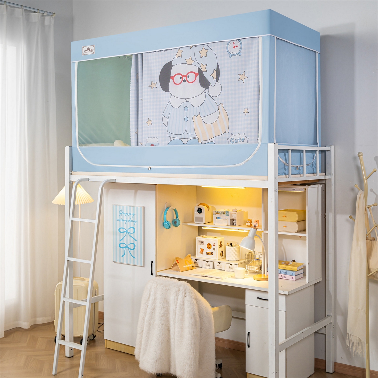 91家纺网 家纺一手货源 找家纺 2025新款多层复合夹层强遮光学生蚊帐 睡汪奇妙夜