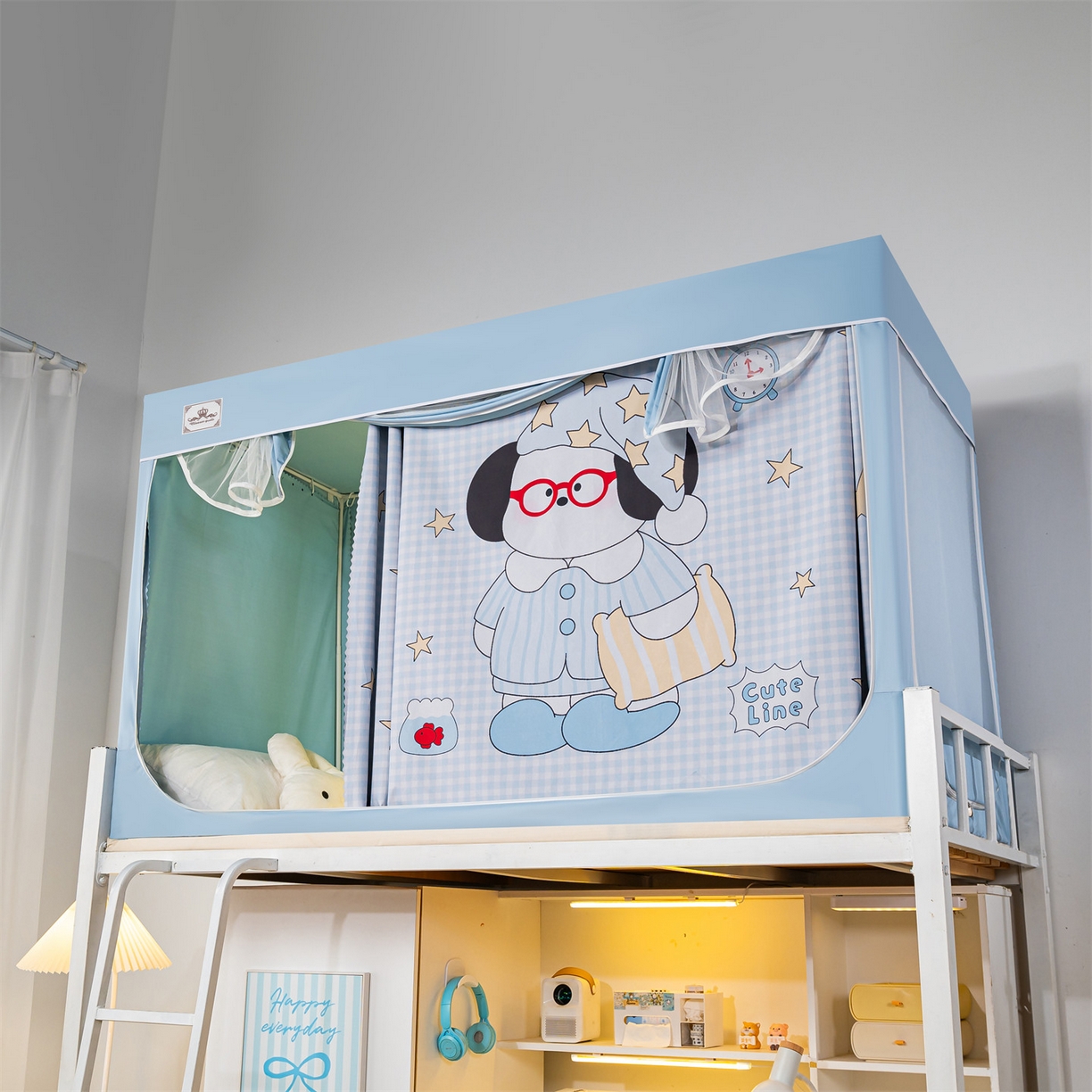 91家纺网 家纺一手货源 找家纺 2025新款多层复合夹层强遮光学生蚊帐 睡汪奇妙夜