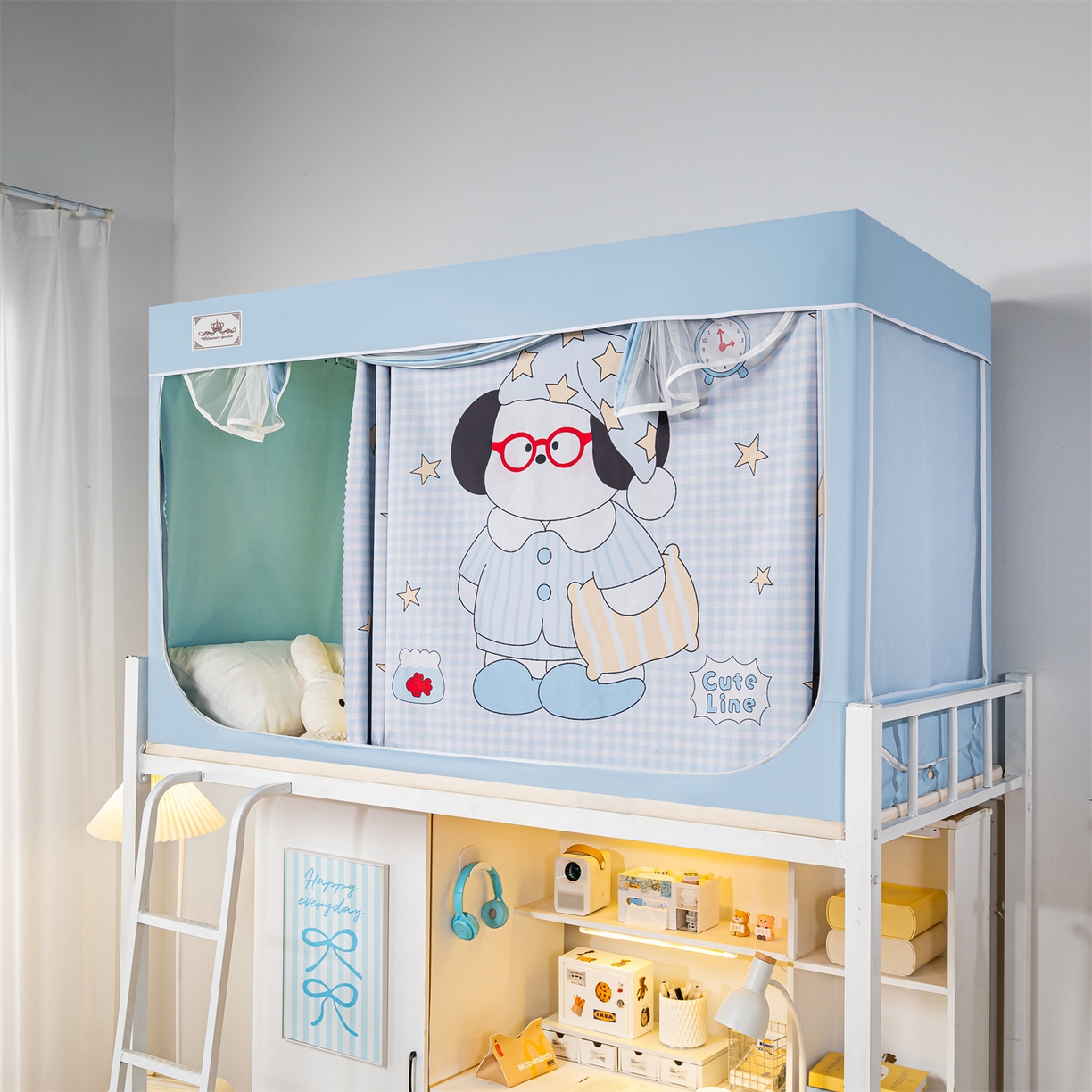 91家纺网 家纺一手货源 找家纺 2025新款多层复合夹层强遮光学生蚊帐 睡汪奇妙夜