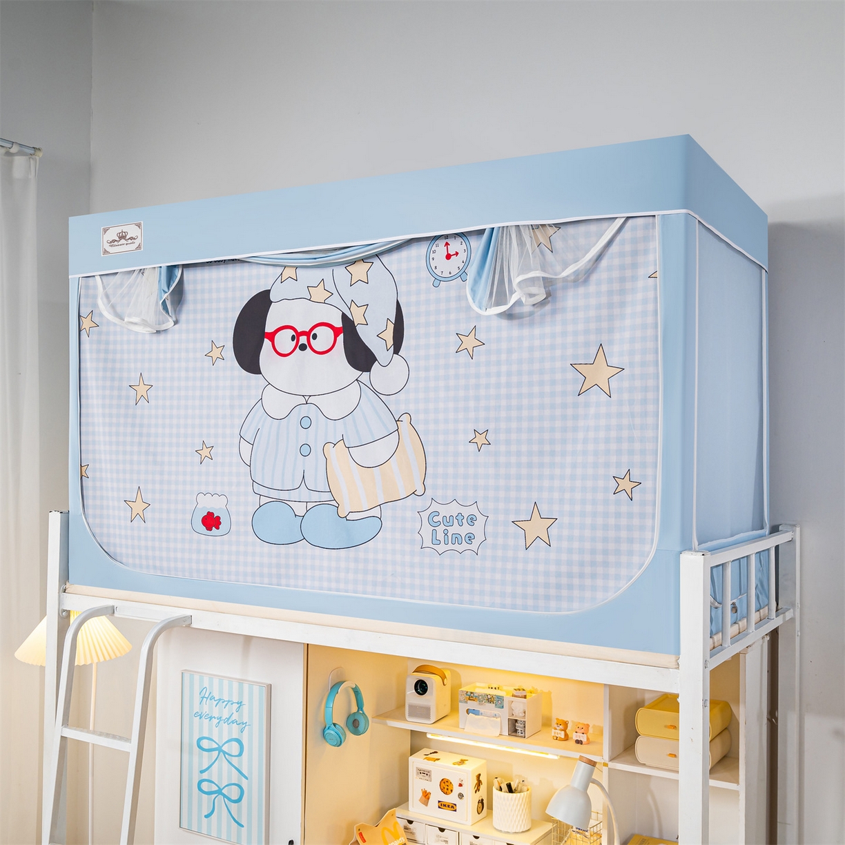 91家纺网 家纺一手货源 找家纺 2025新款多层复合夹层强遮光学生蚊帐 睡汪奇妙夜