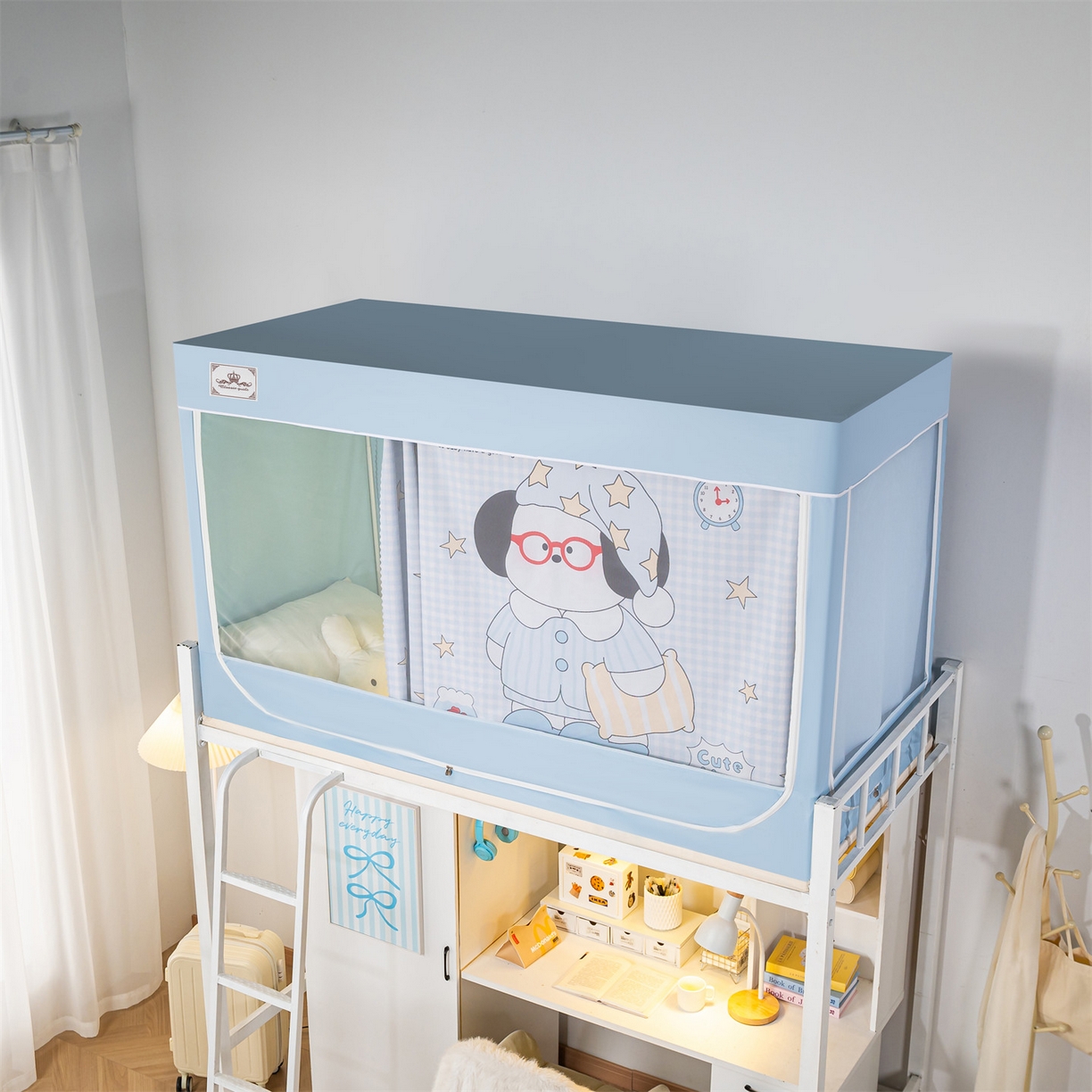 91家纺网 家纺一手货源 找家纺 2025新款多层复合夹层强遮光学生蚊帐 睡汪奇妙夜