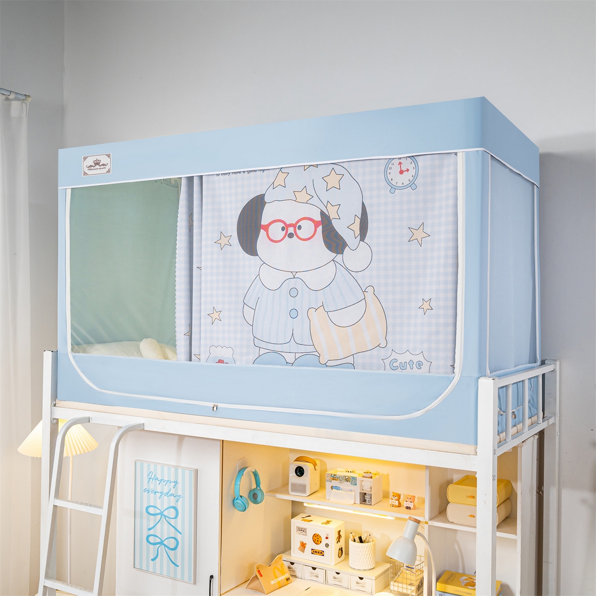 91家纺网 家纺一手货源 找家纺 2025新款多层复合夹层强遮光学生蚊帐 睡汪奇妙夜