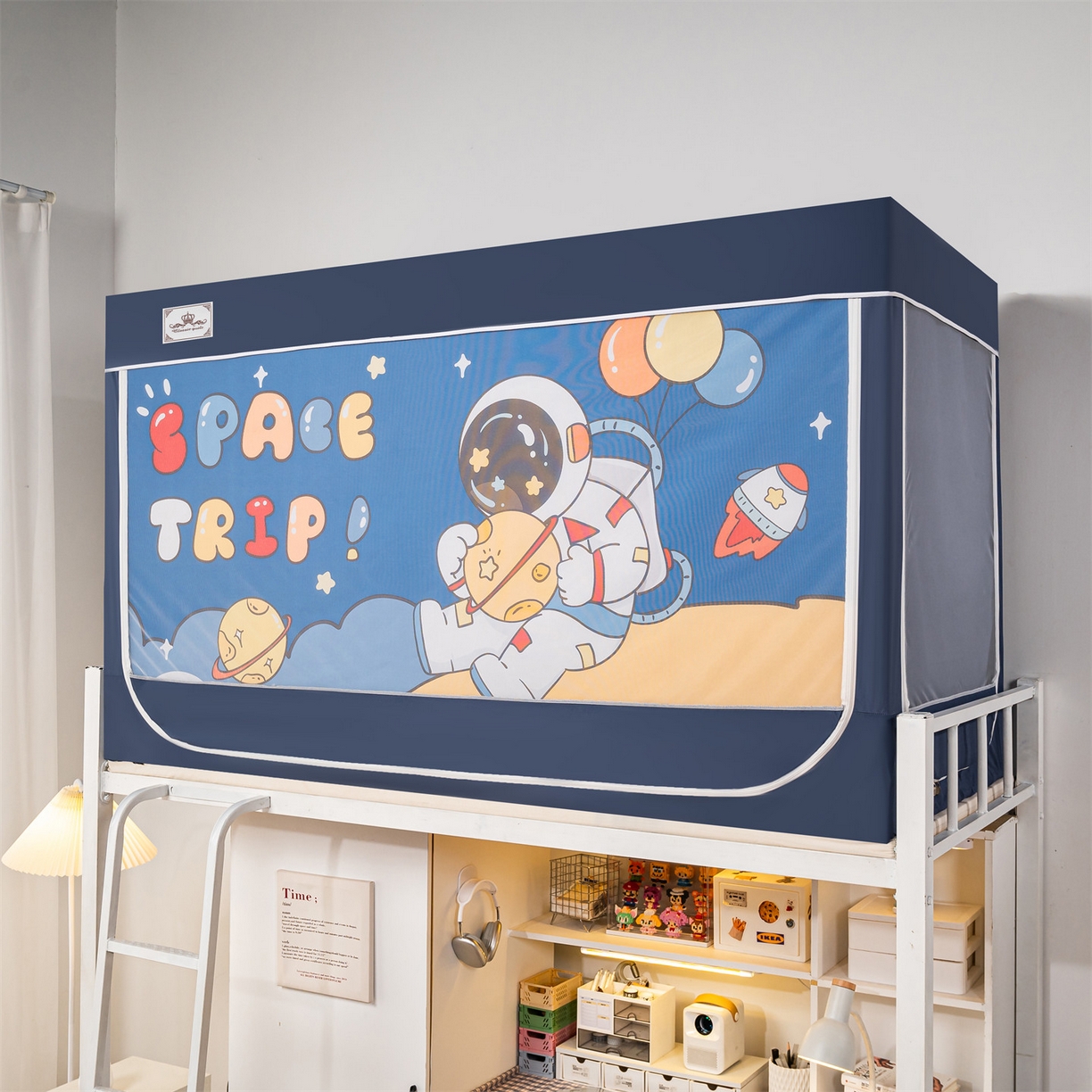 91家纺网 家纺一手货源 找家纺 2025新款多层复合夹层强遮光学生蚊帐 奇趣宇宙