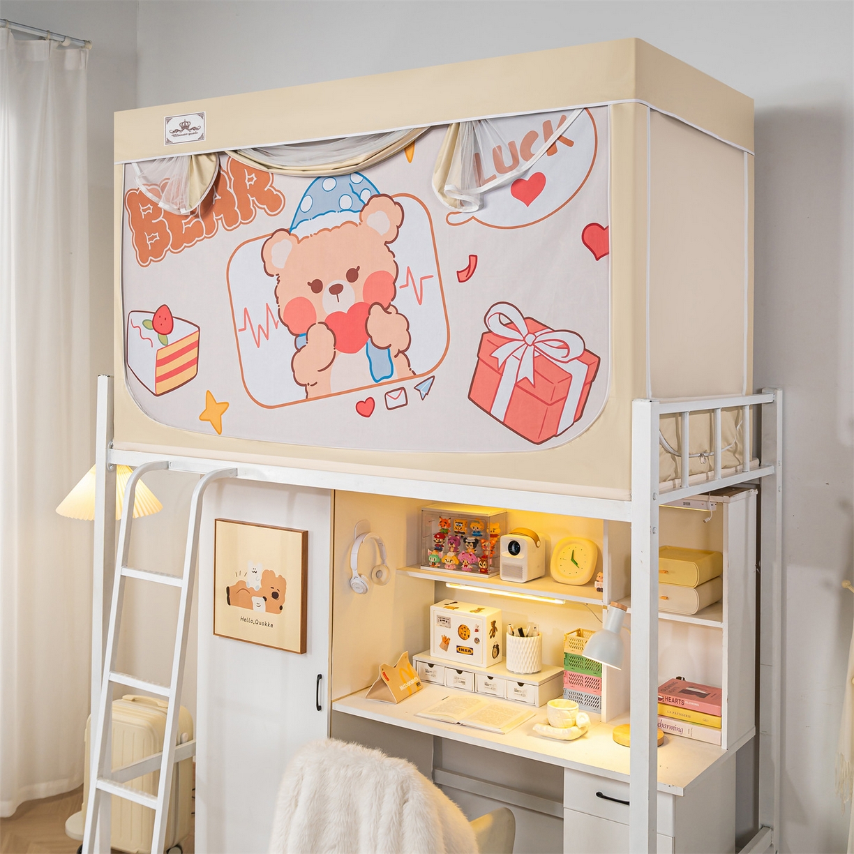 91家纺网 家纺一手货源 找家纺 2025新款多层复合夹层强遮光学生蚊帐 晚安小熊