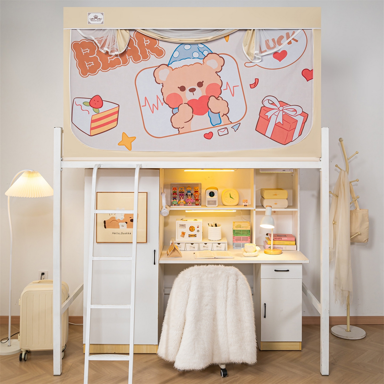 91家纺网 家纺一手货源 找家纺 2025新款多层复合夹层强遮光学生蚊帐 晚安小熊