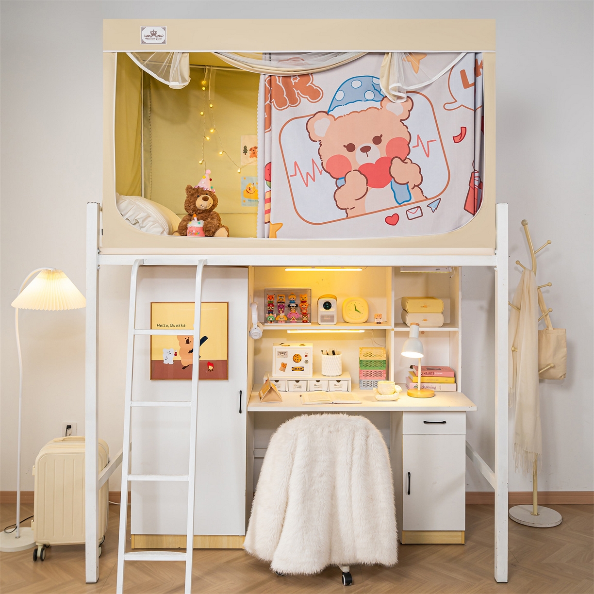 91家纺网 家纺一手货源 找家纺 2025新款多层复合夹层强遮光学生蚊帐 晚安小熊