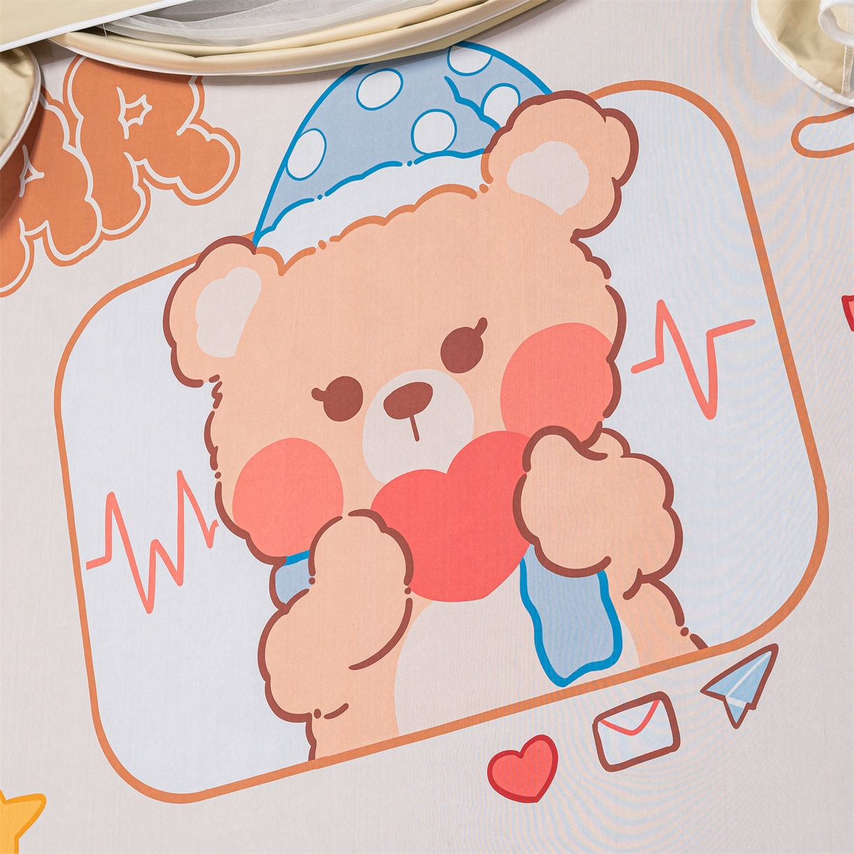 91家纺网 家纺一手货源 找家纺 2025新款多层复合夹层强遮光学生蚊帐 晚安小熊